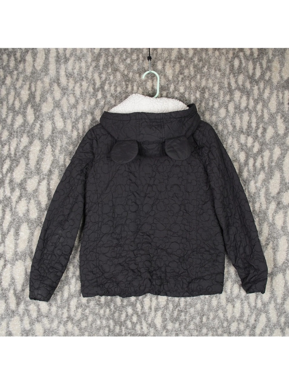 Disney Parks Quilted Mickey Mouse Ears Hooded Sherpa Jacket Womens Small Black - Picture 3 of 15